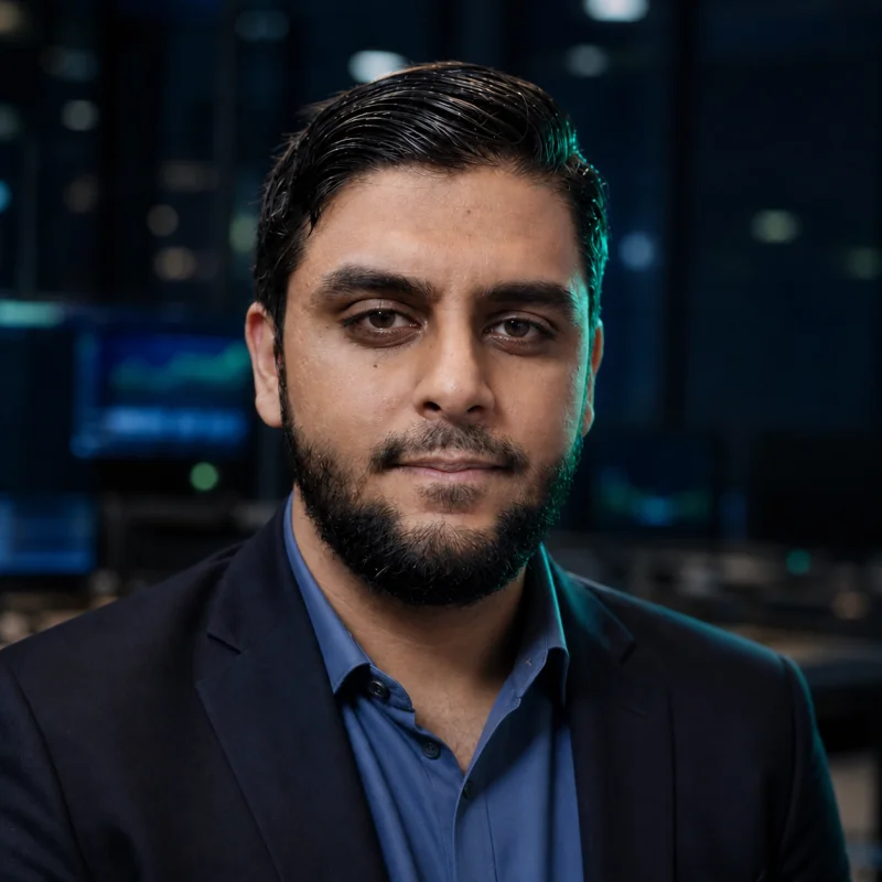 Umair Tareen in a financial-services operations office